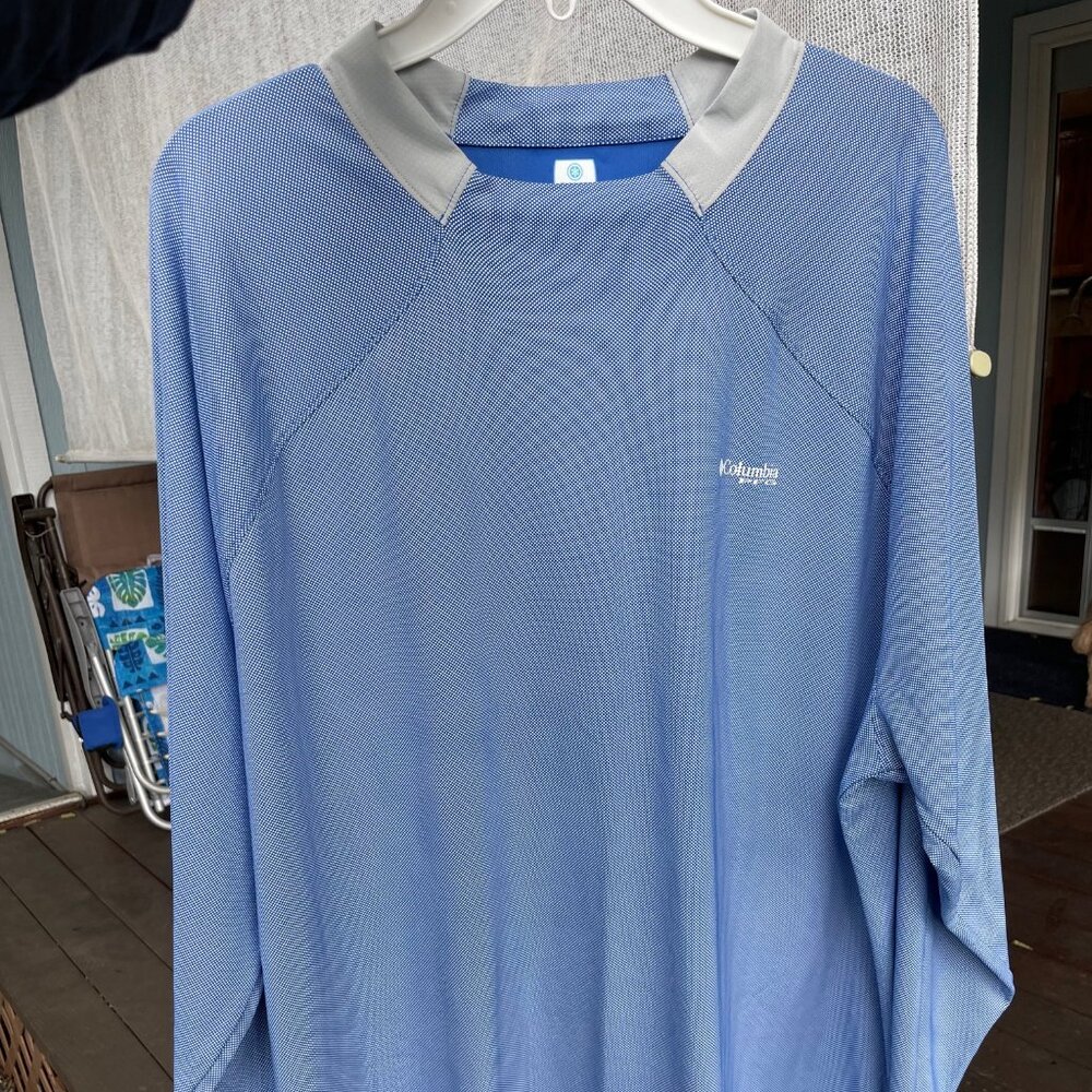 Columbia Mens Blue PFG Omni Freeze zero Long Sleeve  Shirt Size XXL